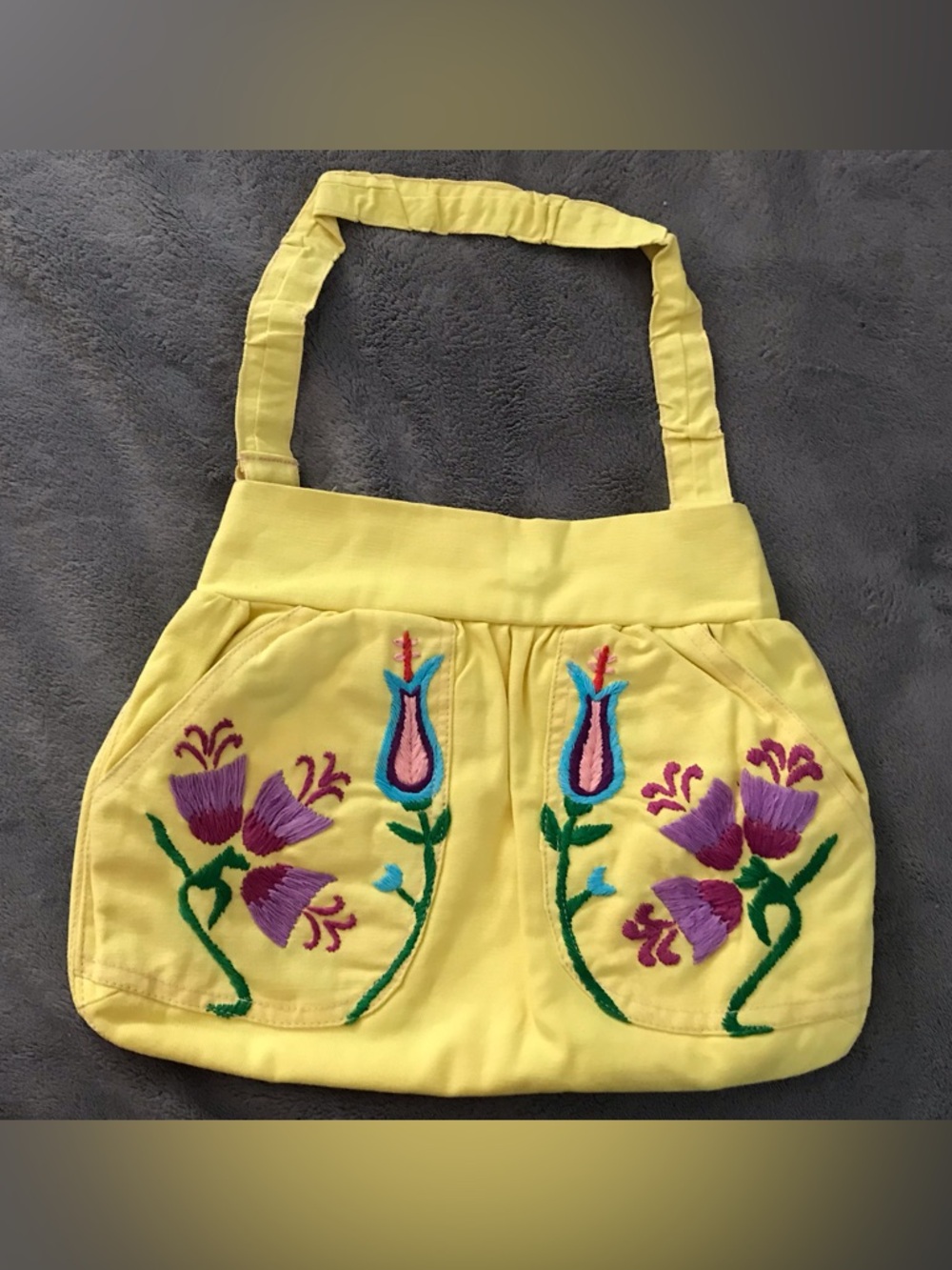 Yellow Handmade Embroidered Floral Hobo Bag NWOT